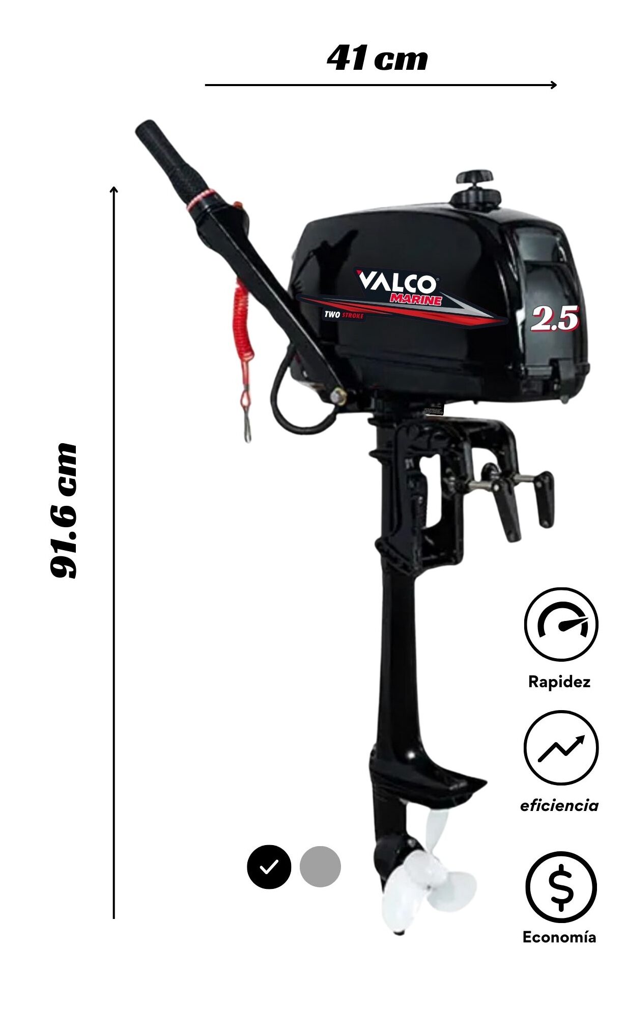 Motor Valco Marine Básico 2.5 HP 2T A Gasolina - Imagen 2