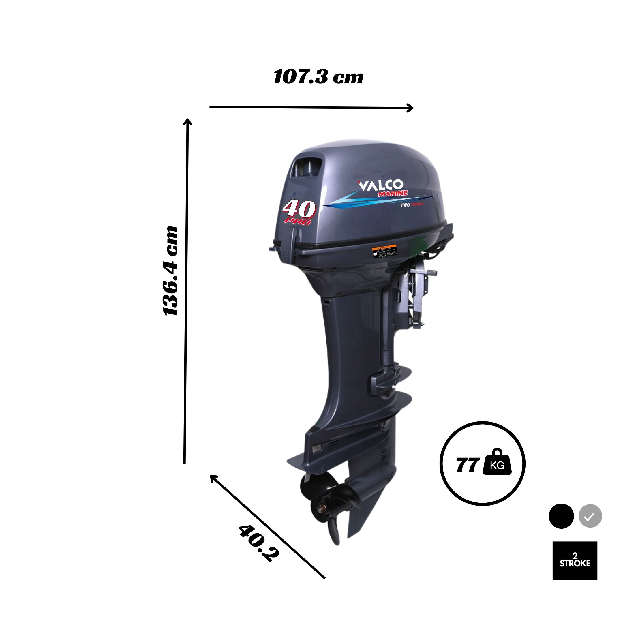 Motor Valco Marine PRO 40 HP 2T A gasolina - Imagen 3