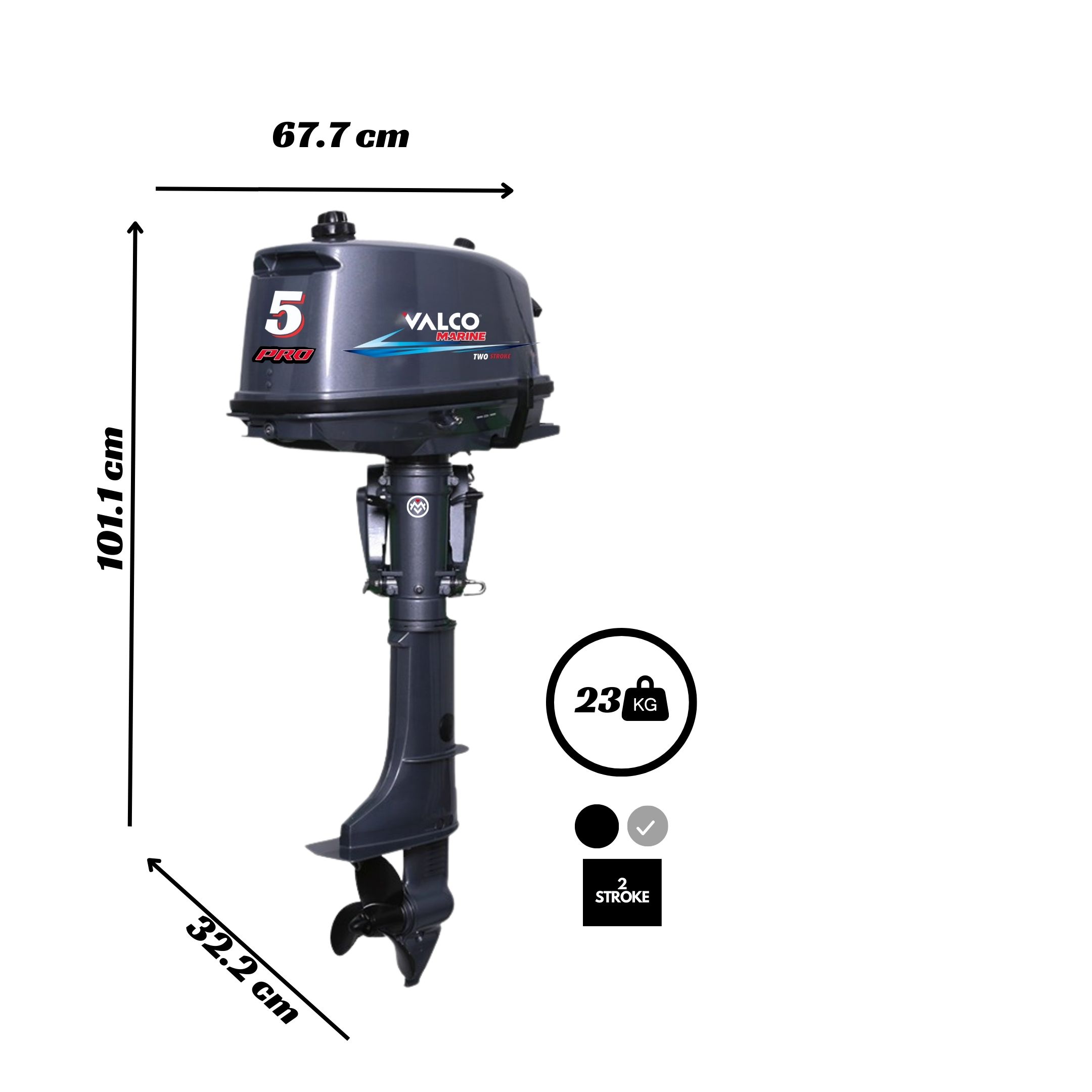 Motor Valco Marine PRO 5HP 2T a gasolina - Imagen 3