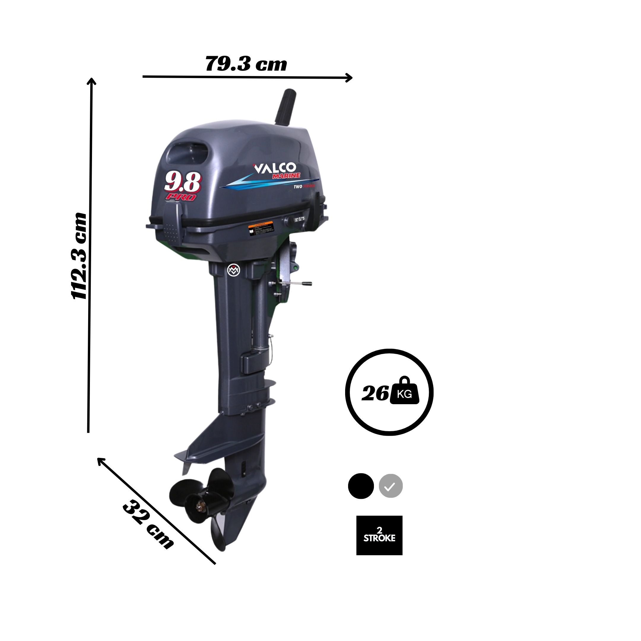 Motor Valco Marine PRO 5HP 2T a gasolina - Imagen 3