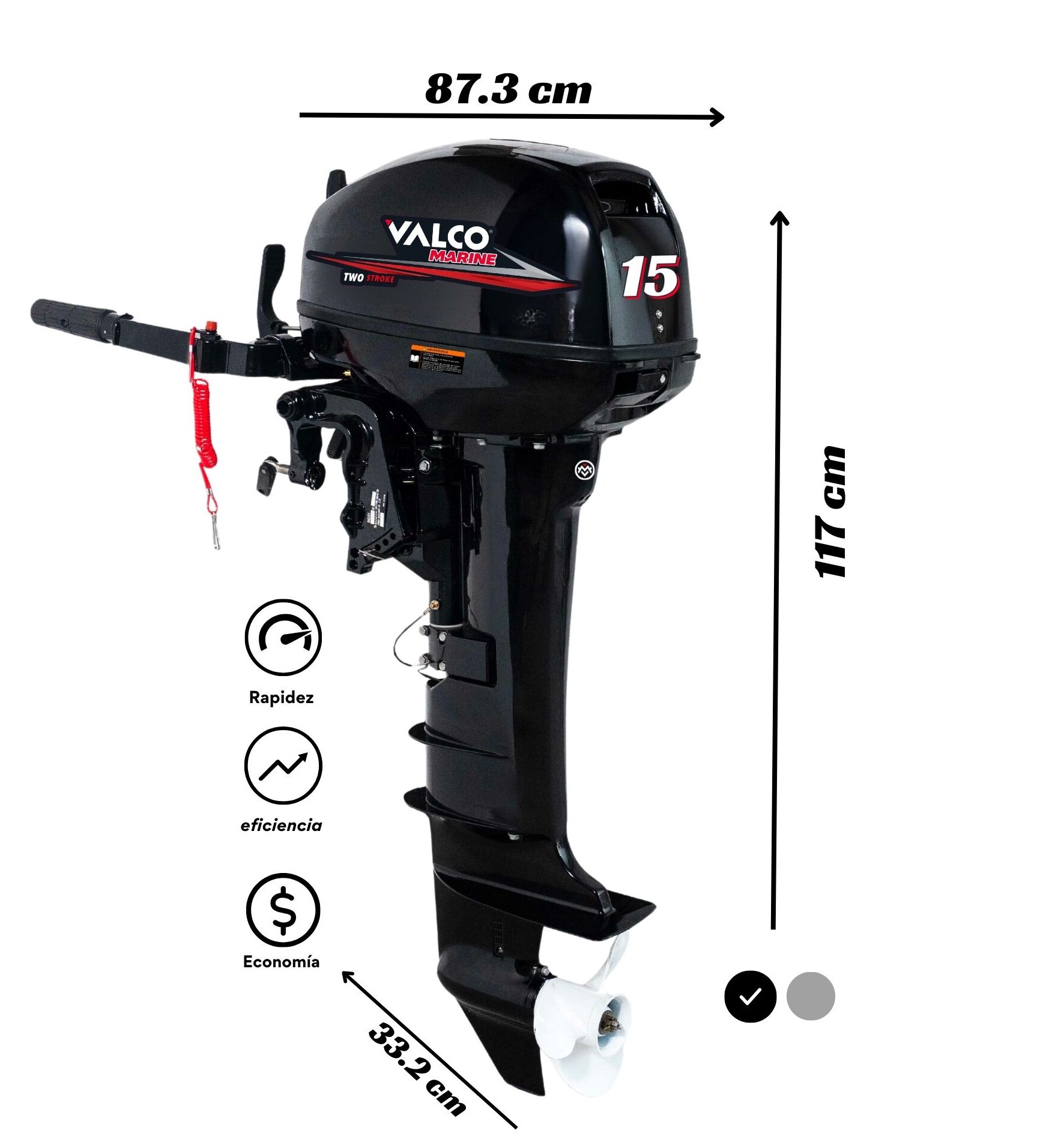 Motor Valco Marine Basico 15 HP 2T A Gasolina - Imagen 2