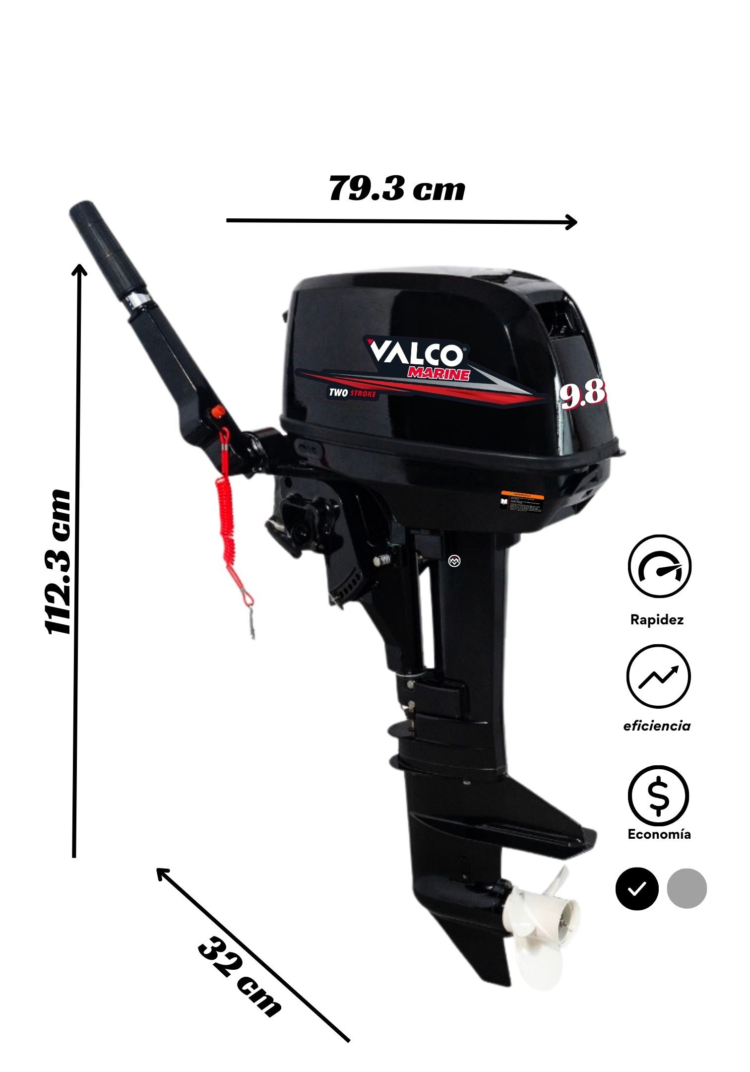 Motor Valco Marine Basico 9.8HP 2T A Gasolina - Imagen 2