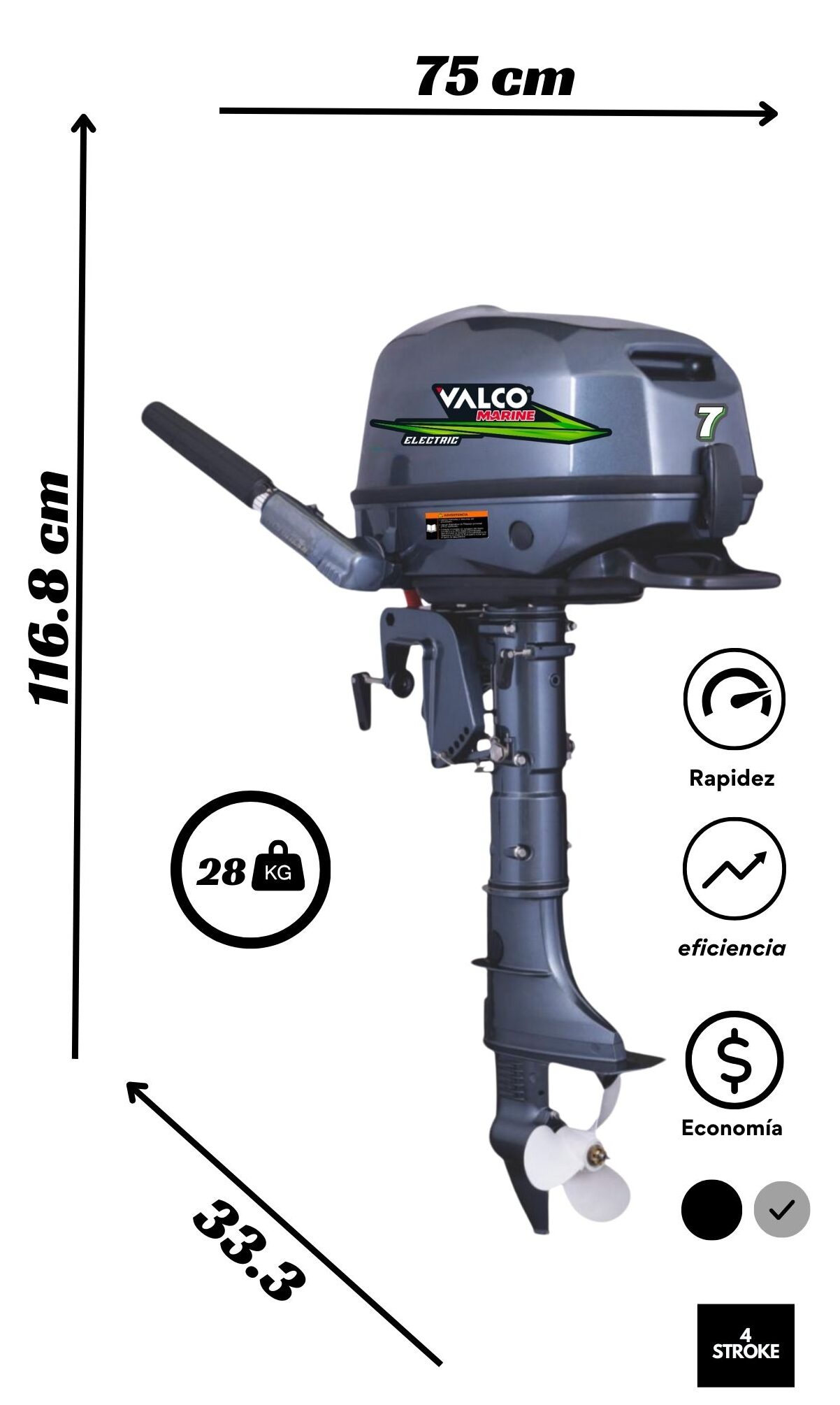 Motor Valco Marine 7HP Eléctrico - Imagen 2